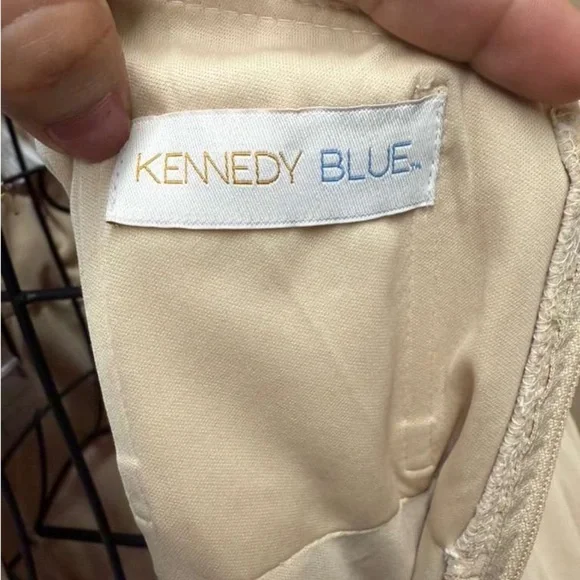 Kennedy Blue , Elegant Cream Maxi Dress with Ruched Detail - Picture 7 of 11